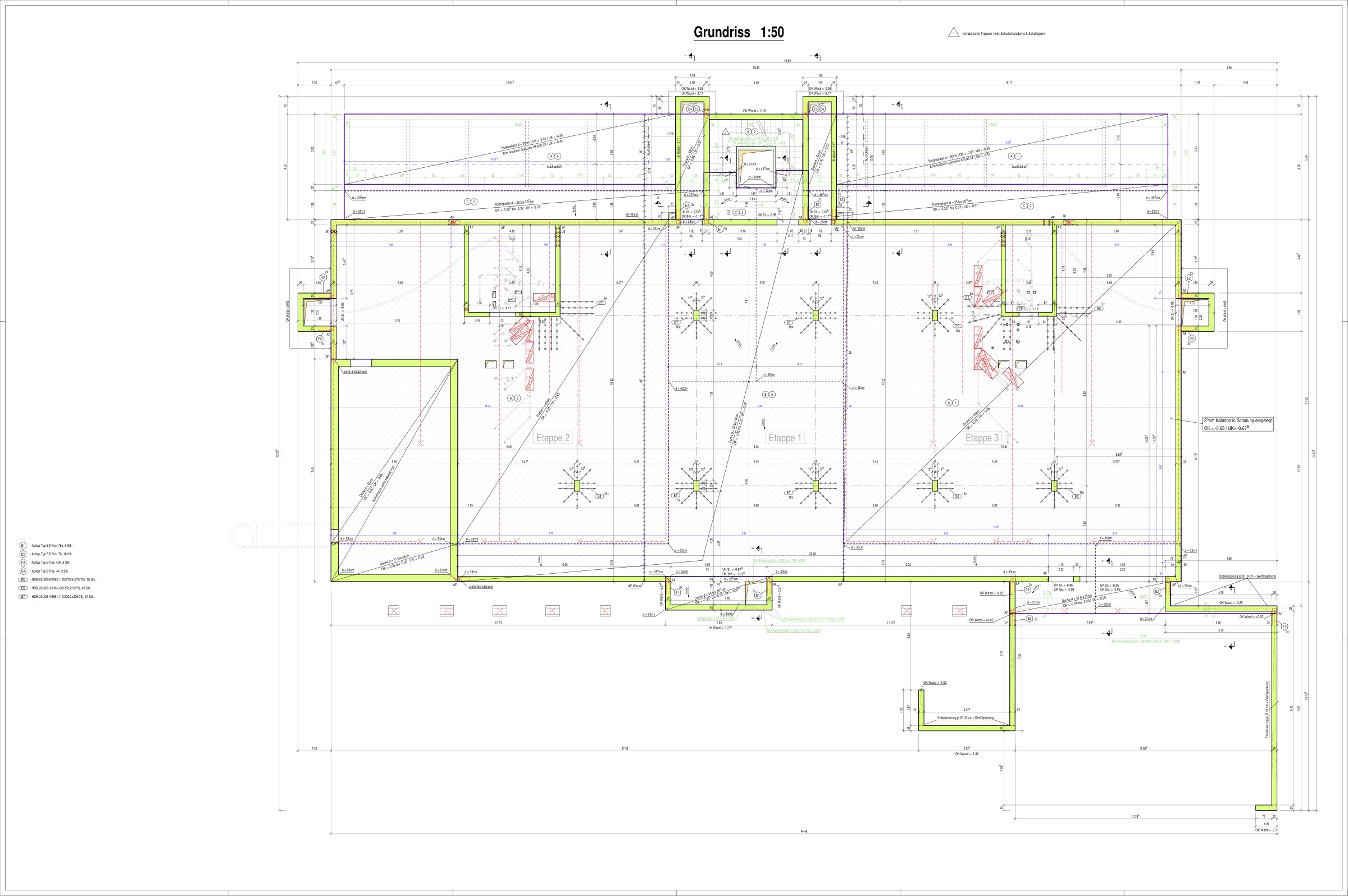 Subsol — plan de cofraj pe etape